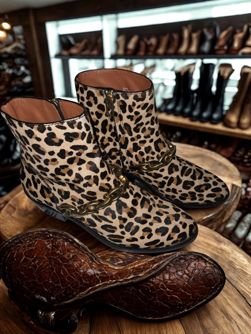 Coach Allen Leopard Calf Skin Boots sz 6